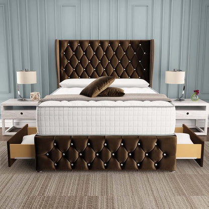 Monaco Wingback Divan Bed - Mocca Plush Velvet