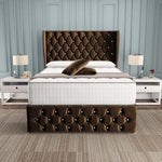 Monaco Wingback Divan Bed - Mocca Plush Velvet