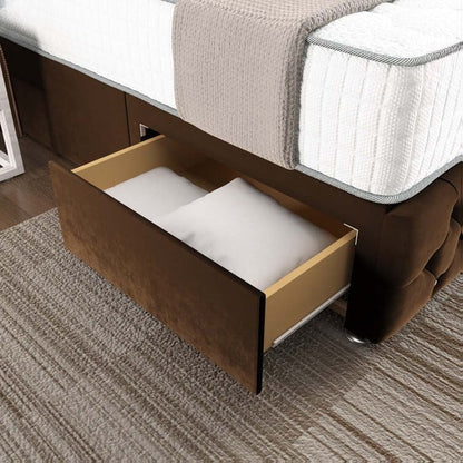 Monaco Wingback Divan Bed - Mocca Plush Velvet