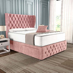 Monaco Wingback Divan Bed - Pink Coniston