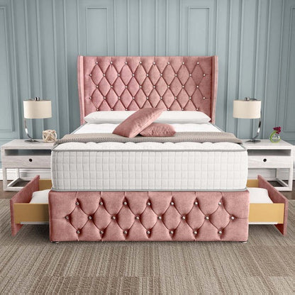 Monaco Wingback Divan Bed - Pink Coniston