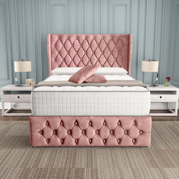 Monaco Wingback Divan Bed - Pink Coniston