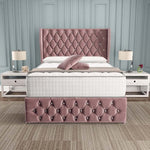 Monaco Wingback Divan Bed - Pink Plush Velvet
