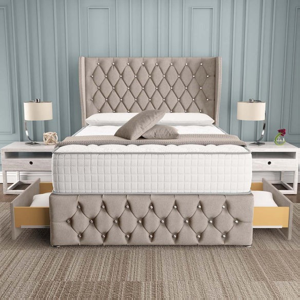 Monaco Wingback Divan Bed - Seal Grey Naples