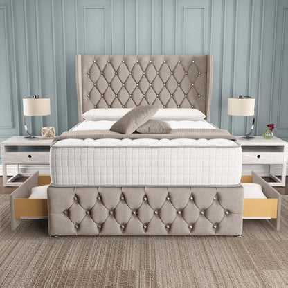 Monaco Wingback Divan Bed - Seal Grey Naples