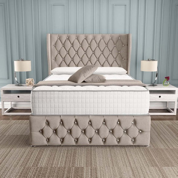 Monaco Wingback Divan Bed - Seal Grey Naples