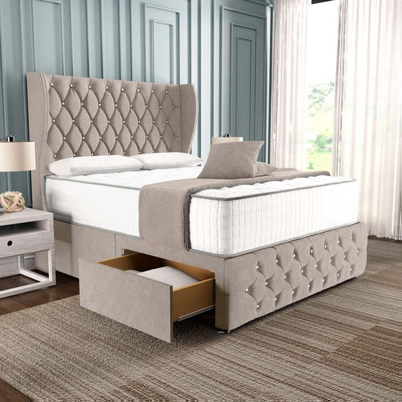Monaco Wingback Divan Bed - Seal Grey Naples