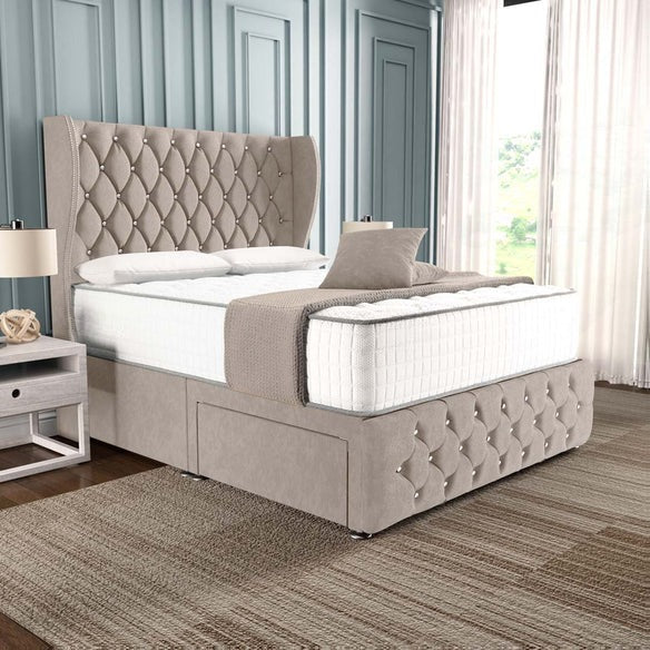 Monaco Wingback Divan Bed - Seal Grey Naples
