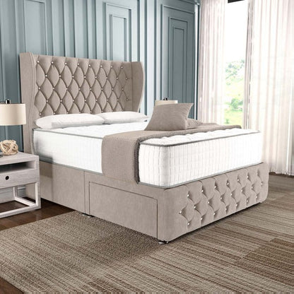 Monaco Wingback Divan Bed - Seal Grey Naples