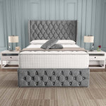 Monaco Wingback Divan Bed - Silver Chenille