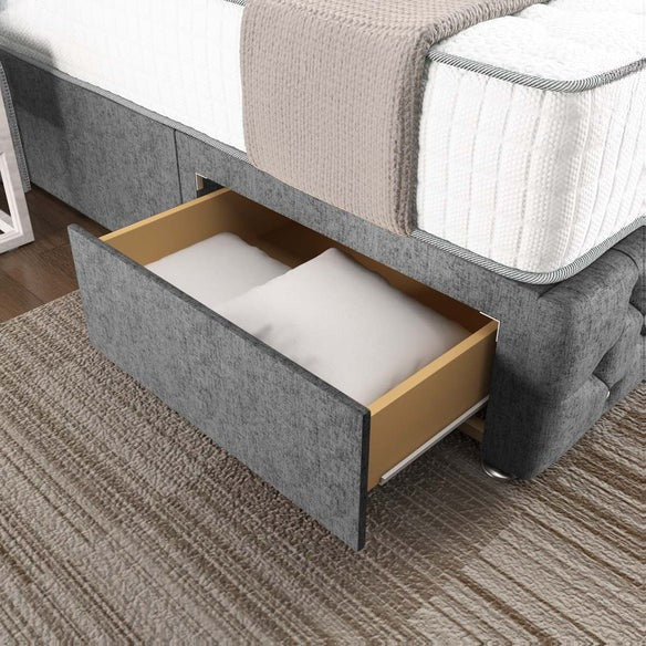 Monaco Wingback Divan Bed - Silver Chenille