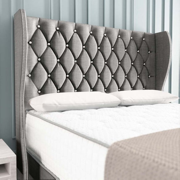 Monaco Wingback Divan Bed - Silver Linoso