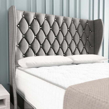 Monaco Wingback Divan Bed - Silver Linoso
