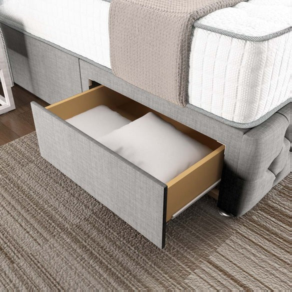 Monaco Wingback Divan Bed - Silver Linoso