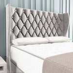 Monaco Wingback Divan Bed - Silver Plush Velvet