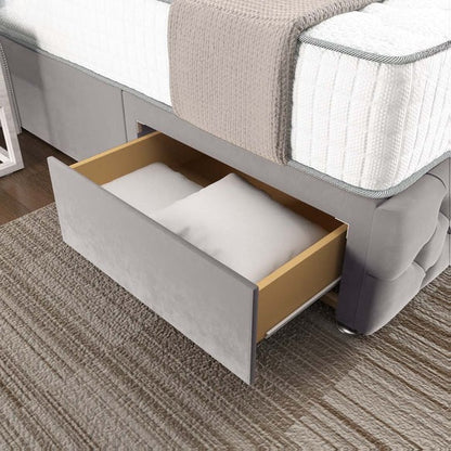 Monaco Wingback Divan Bed - Silver Plush Velvet