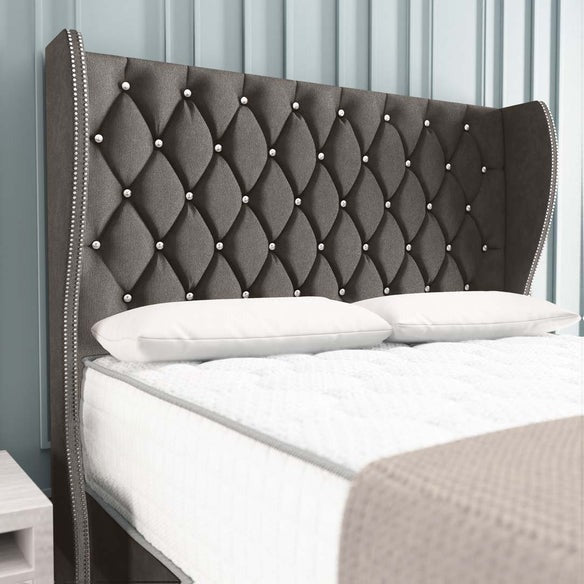 Monaco Wingback Divan Bed - Slate Grey Naples