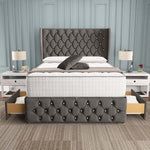 Monaco Wingback Divan Bed - Slate Grey Naples