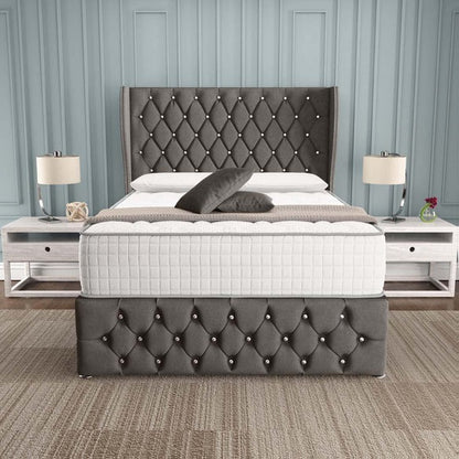 Monaco Wingback Divan Bed - Slate Grey Naples