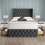 Monaco Wingback Divan Bed - Steel Plush Velvet