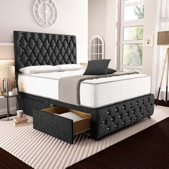 Moscow Divan Bed - Black Chenille