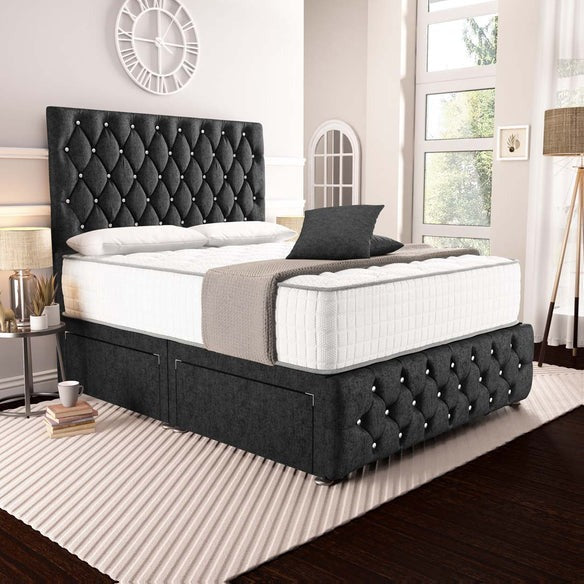 Moscow Divan Bed - Black Chenille