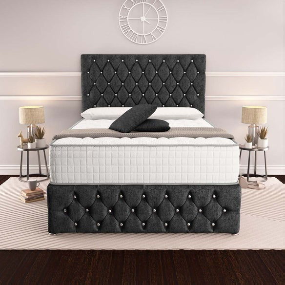 Moscow Divan Bed - Black Chenille