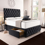 Moscow Divan Bed - Black Plush Velvet