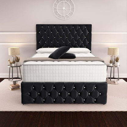 Moscow Divan Bed - Black Plush Velvet
