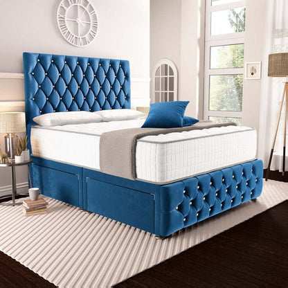 Moscow Divan Bed - Blue Plush Velvet
