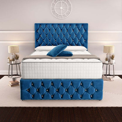 Moscow Divan Bed - Blue Plush Velvet