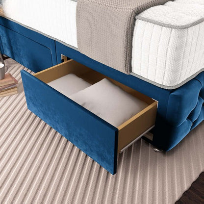 Moscow Divan Bed - Blue Plush Velvet