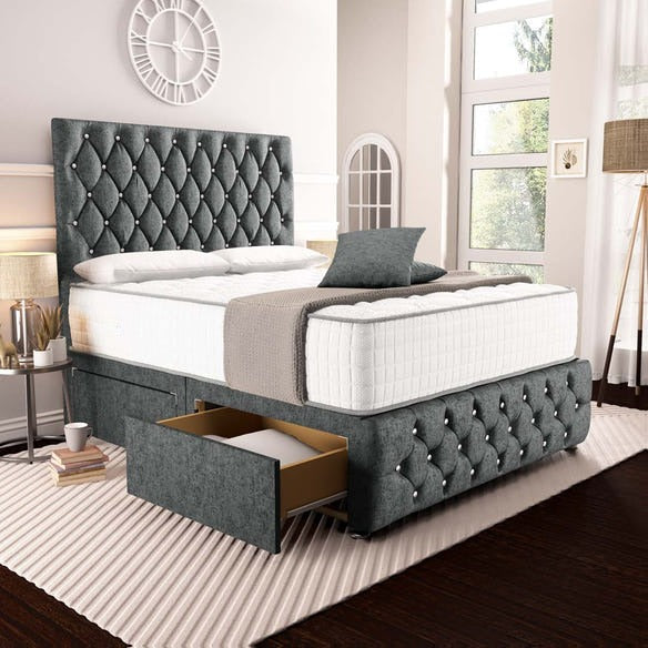 Moscow Divan Bed - Charcoal Chenille