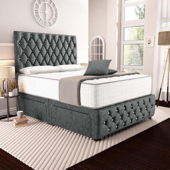 Moscow Divan Bed - Charcoal Chenille