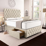 Moscow Divan Bed - Cream Chenille