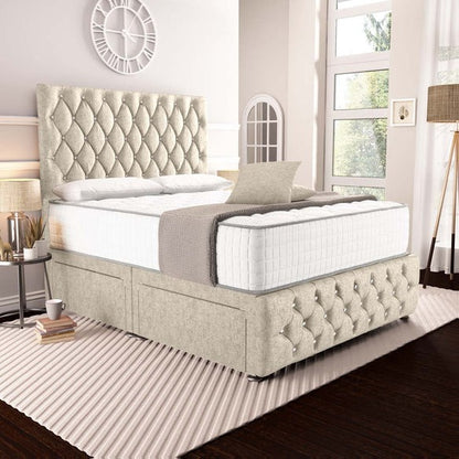 Moscow Divan Bed - Cream Chenille