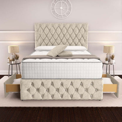 Moscow Divan Bed - Cream Chenille