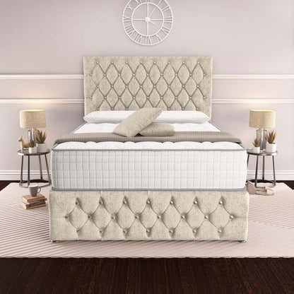 Moscow Divan Bed - Cream Chenille