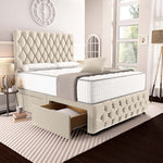 Moscow Divan Bed - Cream Plush Velvet