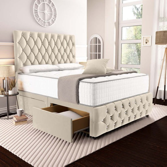 Moscow Divan Bed - Cream Plush Velvet