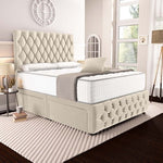 Moscow Divan Bed - Cream Plush Velvet