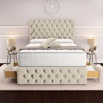 Moscow Divan Bed - Cream Plush Velvet
