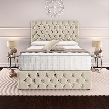 Moscow Divan Bed - Cream Plush Velvet