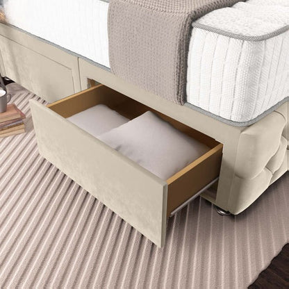 Moscow Divan Bed - Cream Plush Velvet