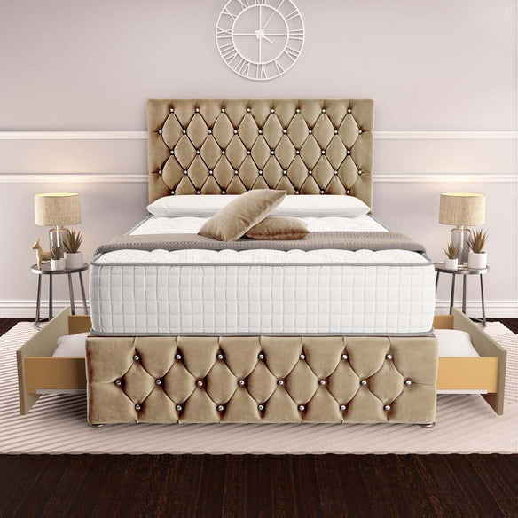 Moscow Divan Bed - Mink Plush Velvet