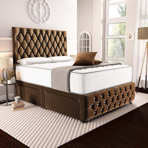 Moscow Divan Bed - Mocca Plush Velvet