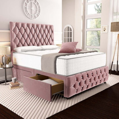 Moscow Divan Bed - Pink Plush Velvet