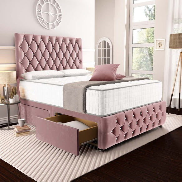 Moscow Divan Bed - Pink Plush Velvet