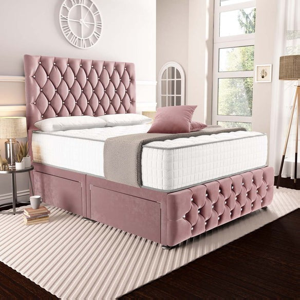Moscow Divan Bed - Pink Plush Velvet
