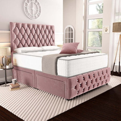 Moscow Divan Bed - Pink Plush Velvet
